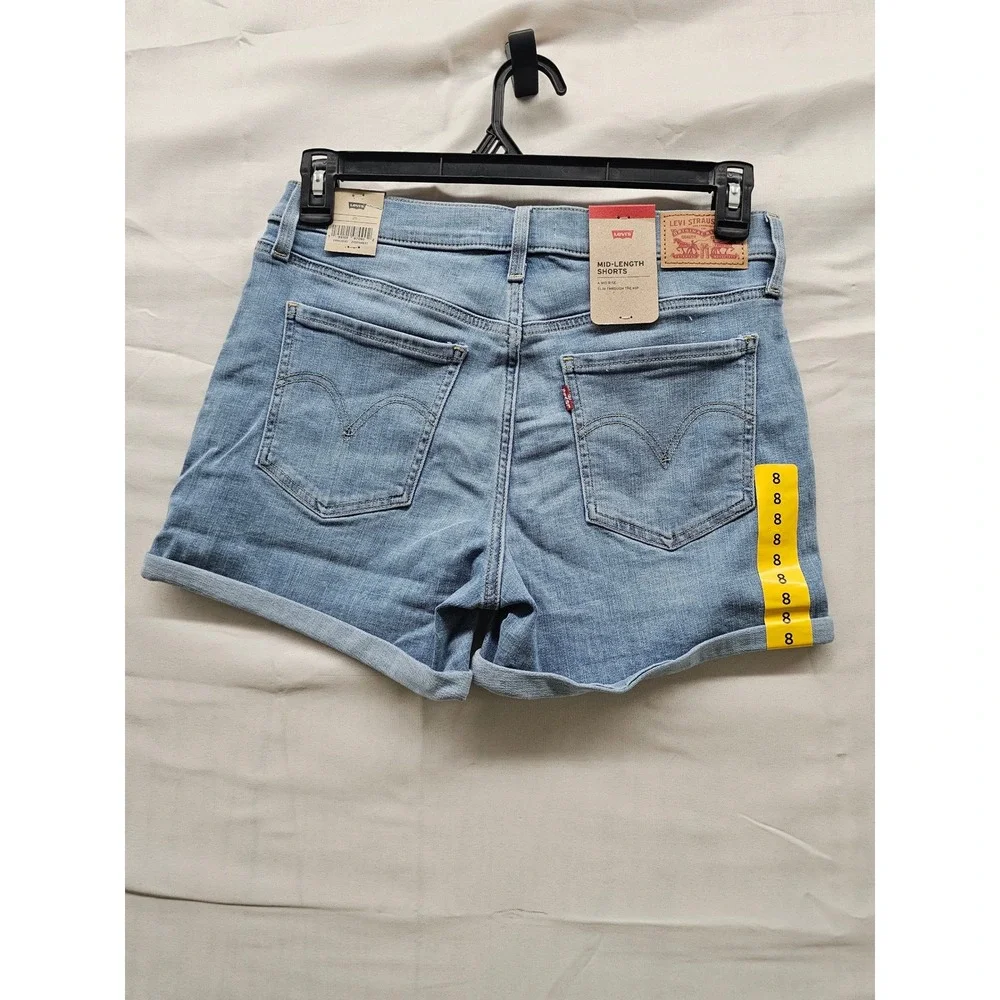 Levi's Womens Mid-Rise Mid-Length Shorts Blue Cotton Blend Casual Size 29